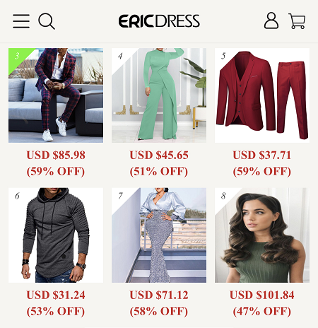 رموز الخصم EricDress