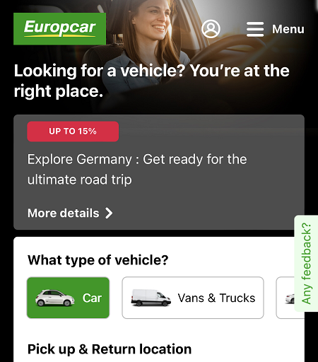 رموز خصم Europcar