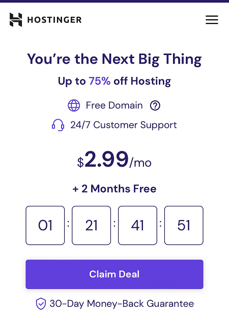 รหัสส่วนลด HOSTINGER